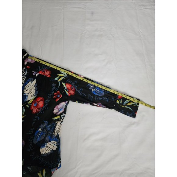 Free People Women's Black/Multi Floral Silky Nights Oversized Blouse Size XS/TP - Picture 11 of 12